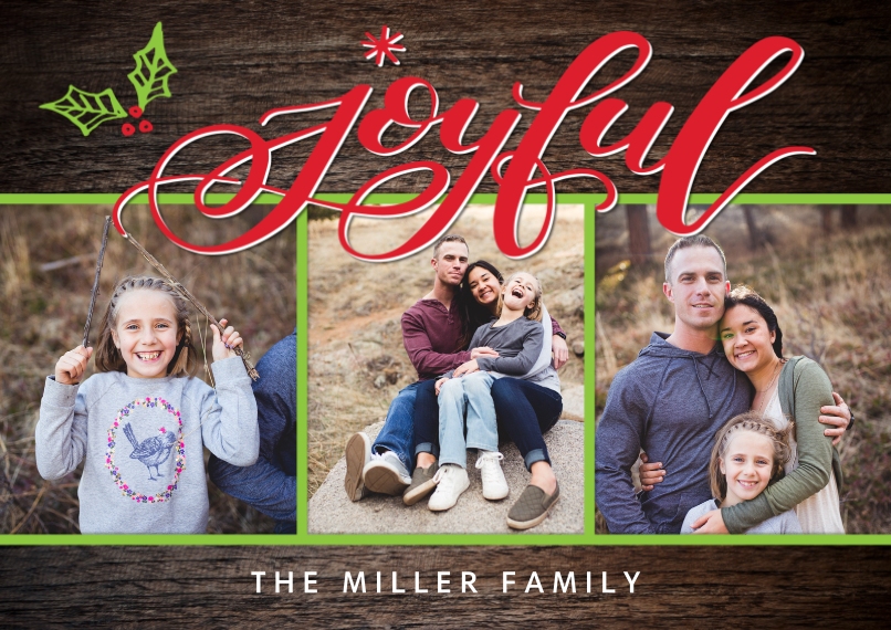 Christmas Joyful Holly 8x6" (20x15cm) Flat Card set of 20 (gloss cardstock), rounded corners, Card & Stationery Brown 1 Christmas Joyful Holly 8x6" (20x15cm) Flat Card set of 20 (gloss cardstock), rounded corners, Card & Stationery Brown