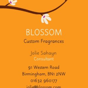 Cherry Blossom Business Cards, Set of 250, double-sided (uncoated), rounded corners, Card & Stationery Orange
