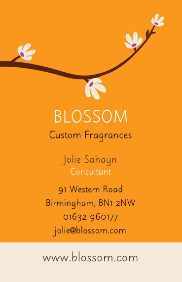 Cherry Blossom Business Cards, Set of 250, double-sided (uncoated), rounded corners, Card & Stationery Orange 1 Cherry Blossom Business Cards, Set of 250, double-sided (uncoated), rounded corners, Card & Stationery Orange