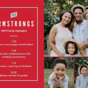 Family Highlights 8x6" (20x15cm) Flat Card set of 20 (gloss cardstock), rounded corners, Card & Stationery Red