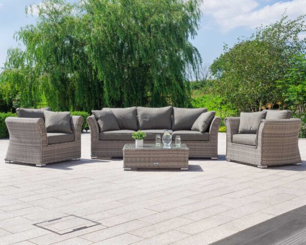 3 Seat Rattan Garden Sofa Set in Grey - Lisbon - Rattan Direct