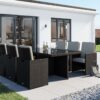 6 Seat Rattan Garden Cube Set in Black & White - Barcelona - Rattan Direct