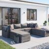 Rattan Garden Day Bed Sofa Set in Grey - Monaco - Rattan Direct