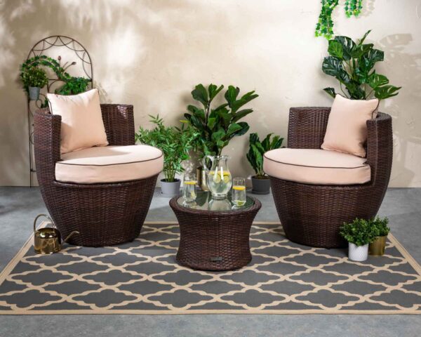 Rattan Garden Vase Set in Brown - Orlando - Rattan Direct